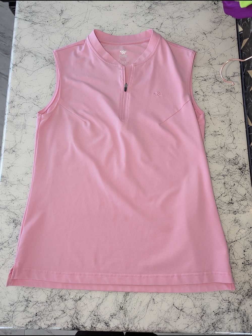 Mofiz Sleeveless Pink Golf Polo with Quarter Zip -